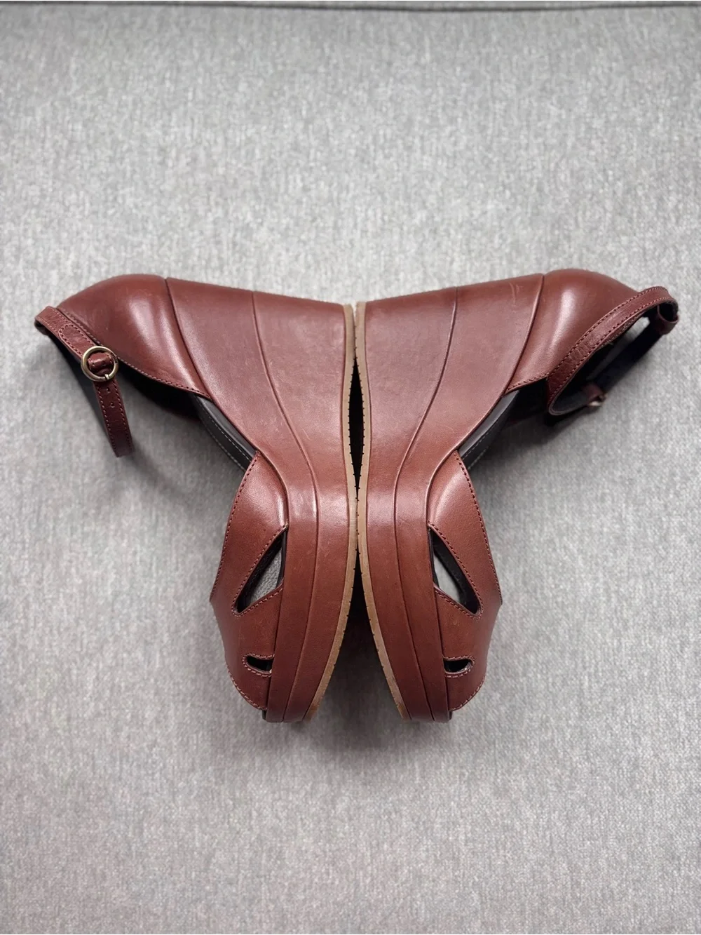 Hogan Italian Leather Peep Toe Platform Sandals Cocoa Brown EU 39 / US 9